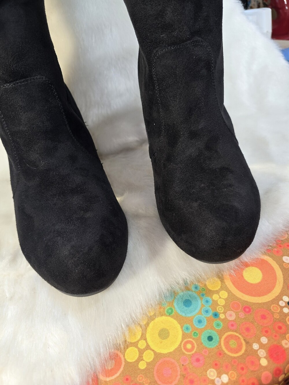 Torrid Faux Suede Metalic-Heeled Slouch Boots - Picture 4 of 16